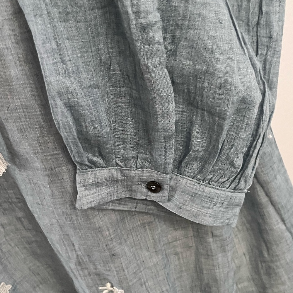 NWT Cotton Bleu Embroidered peasant gauze chambray tunic - Picture 7 of 10